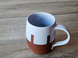 Hand-made ceramic mug -450ml pottery coffee mug -red clay- white glaze -made in Australia