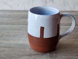 Hand-made ceramic mug -450ml pottery coffee mug -red clay- white glaze -made in Australia