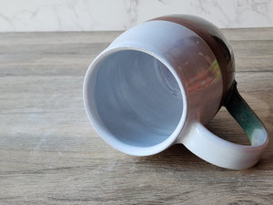 Handmade ceramic mug -400ml pottery coffee mug -red clay- white and green glaze -made in Australia