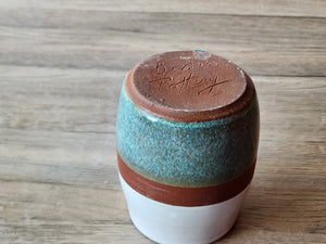 Handmade ceramic mug -400ml pottery coffee mug -red clay- white and green glaze -made in Australia