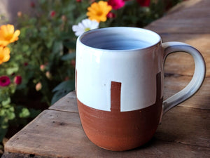 Hand-made ceramic mug -450ml pottery coffee mug -red clay- white glaze -made in Australia