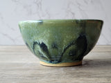 Handmade pottery bowl- glossy soft green and blue glaze - Ceramic desert or breakfast bowl - individual salad bowl