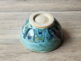 Handmade pottery bowl- glossy soft green and blue glaze - Ceramic desert or breakfast bowl - individual salad bowl