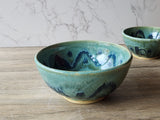 Handmade pottery serving bowl- Green-blue Ceramic Salad bowl - Medium size Fruit bowl - Unique display bowl