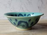 Handmade pottery serving bowl- Blue/green handcrafted ceramic fruit bowl- handcrafted in Australia