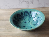 Handmade pottery serving bowl- Blue/green handcrafted ceramic fruit bowl- handcrafted in Australia