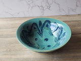 Handmade pottery serving bowl- Blue/green handcrafted ceramic fruit bowl- handcrafted in Australia