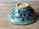 Handmade pottery serving bowl- Blue/green handcrafted ceramic fruit bowl- handcrafted in Australia