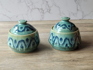 Hand-made pottery sugar bowl - Ceramic lidded container - small condiment Bowl - pottery lidded tea Jar- Storage pot - Unique gift