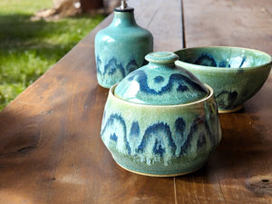 Hand-made pottery sugar bowl - Ceramic lidded container - small condiment Bowl - pottery lidded tea Jar- Storage pot - Unique gift