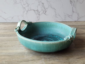 Handmade pottery handled display- serving Bowl- Handmade ceramic bowl with handles