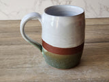 Handmade ceramic mug -400ml pottery coffee mug -red clay- white and green glaze -made in Australia