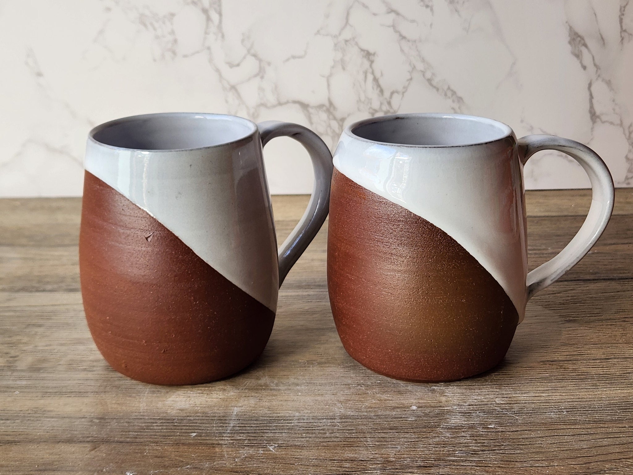 Hand-made ceramic mug -450ml pottery coffee mug -red clay- white glaze -made in Australia