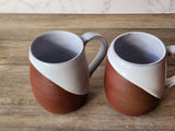 Hand-made ceramic mug -450ml pottery coffee mug -red clay- white glaze -made in Australia