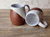 Hand-made ceramic mug -450ml pottery coffee mug -red clay- white glaze -made in Australia