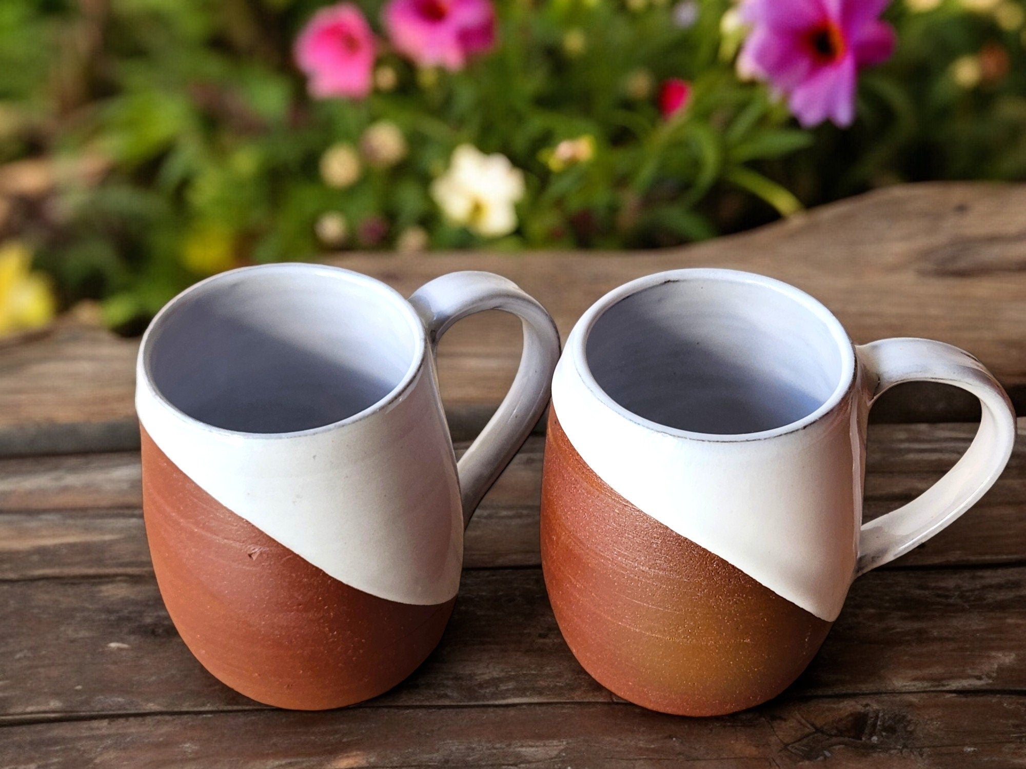 Hand-made ceramic mug -450ml pottery coffee mug -red clay- white glaze -made in Australia