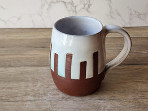 Hand-made ceramic mug -450ml pottery coffee mug -red clay- white glaze -made in Australia