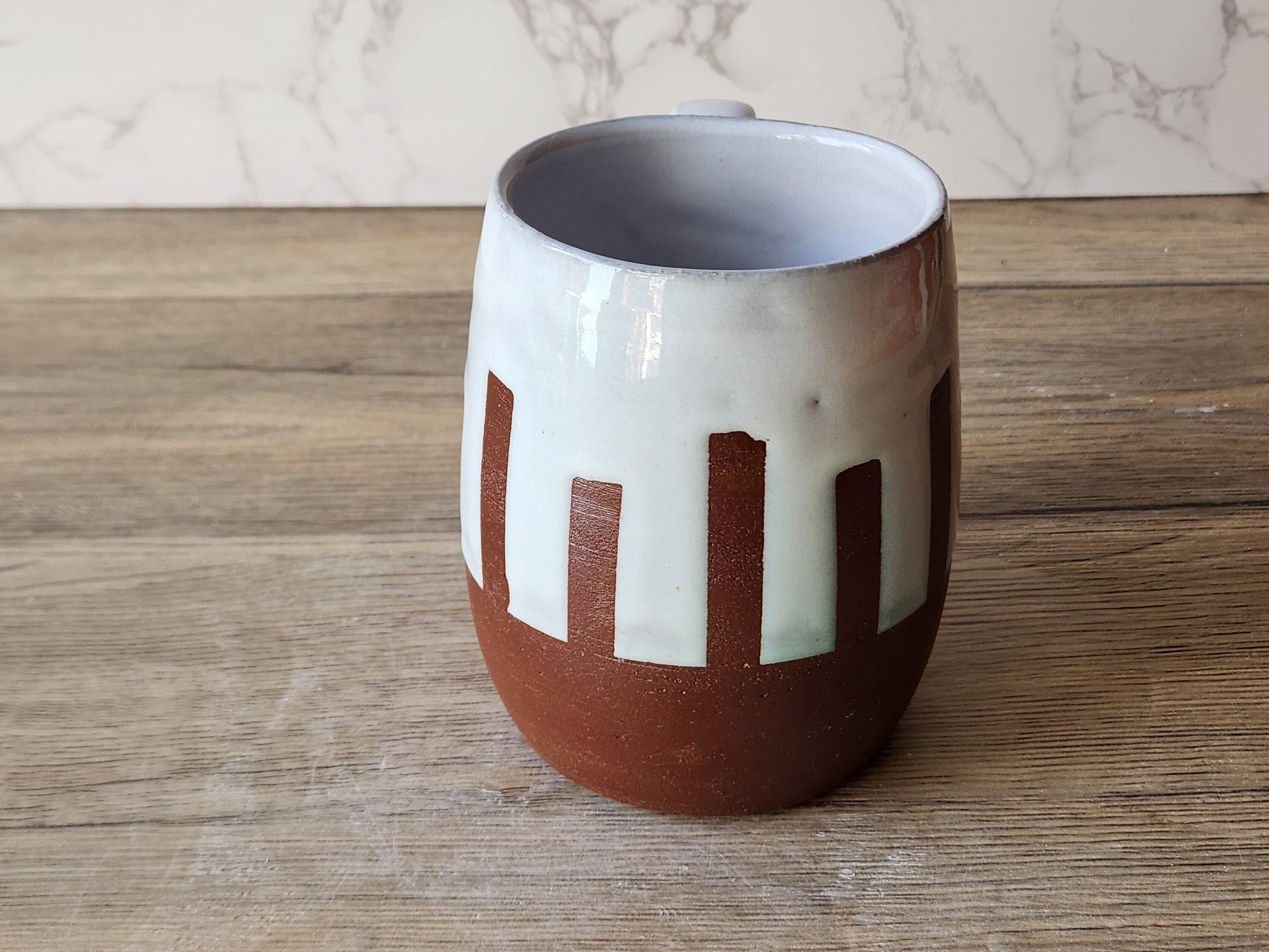 Hand-made ceramic mug -450ml pottery coffee mug -red clay- white glaze -made in Australia