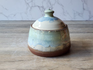 Hand-made pottery sugar bowl - Ceramic lidded container - small condiment Bowl - pottery lidded tea Jar- Storage pot