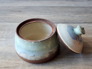 Hand-made pottery sugar bowl - Ceramic lidded container - small condiment Bowl - pottery lidded tea Jar- Storage pot