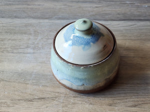 Hand-made pottery sugar bowl - Ceramic lidded container - small condiment Bowl - pottery lidded tea Jar- Storage pot