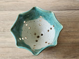 Handmade pottery cream speckle glazed berry bowl - Ceramic colander with saucer - kitchen gift