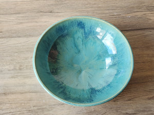 Handmade pottery serving bowl- greens - Large salad bowl - Fruit bowl - Unique display bowl