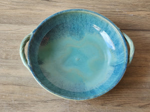 Handmade pottery handled display- serving Bowl