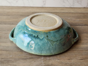 Handmade pottery handled display- serving Bowl