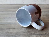 Hand-made ceramic mug -450ml pottery coffee mug -red clay- white glaze -made in Australia