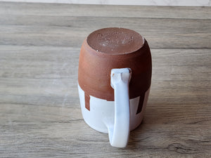 Hand-made ceramic mug -450ml pottery coffee mug -red clay- white glaze -made in Australia