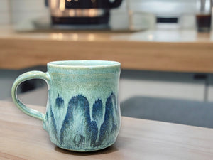 Handmade Ceramic Mug in Blue Green - Oversized Cup for Him - Australian Pottery - Beer Stein Gift-Handcrafted mug