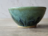 Handmade pottery bowl- glossy soft green and blue glaze - Ceramic desert or breakfast bowl - individual salad bowl