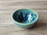 Handmade pottery bowl- glossy soft green and blue glaze - Ceramic desert or breakfast bowl - individual salad bowl