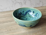 Handmade pottery serving bowl- Green-blue Ceramic Salad bowl - Medium size Fruit bowl - Unique display bowl