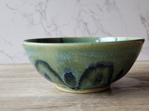 Handmade pottery serving bowl- Green-blue Ceramic Salad bowl - Medium size Fruit bowl - Unique display bowl