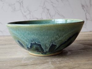 Handmade pottery serving bowl- Green-blue Ceramic Salad bowl - Medium size Fruit bowl - Unique display bowl