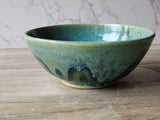 Handmade pottery serving bowl- Green-blue Ceramic Salad bowl - Medium size Fruit bowl - Unique display bowl