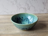 Handmade pottery serving bowl- Green-blue Ceramic Salad bowl - Medium size Fruit bowl - Unique display bowl