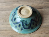 Handmade pottery serving bowl- Blue/green handcrafted ceramic fruit bowl- handcrafted in Australia