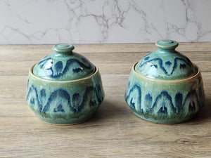 Hand-made pottery sugar bowl - Ceramic lidded container - small condiment Bowl - pottery lidded tea Jar- Storage pot - Unique gift