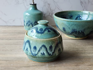 Hand-made pottery sugar bowl - Ceramic lidded container - small condiment Bowl - pottery lidded tea Jar- Storage pot - Unique gift