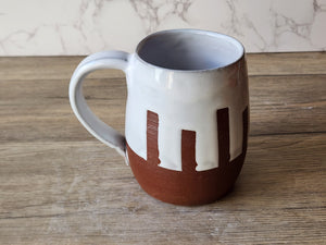 Hand-made ceramic mug -450ml pottery coffee mug -red clay- white glaze -made in Australia