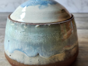 Hand-made pottery sugar bowl - Ceramic lidded container - small condiment Bowl - pottery lidded tea Jar- Storage pot