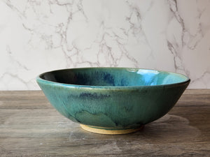 Handmade pottery serving bowl- greens - Large salad bowl - Fruit bowl - Unique display bowl