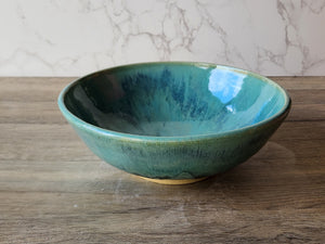 Handmade pottery serving bowl- greens - Large salad bowl - Fruit bowl - Unique display bowl