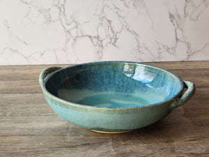 Handmade pottery handled display- serving Bowl