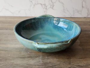 Handmade pottery handled display- serving Bowl