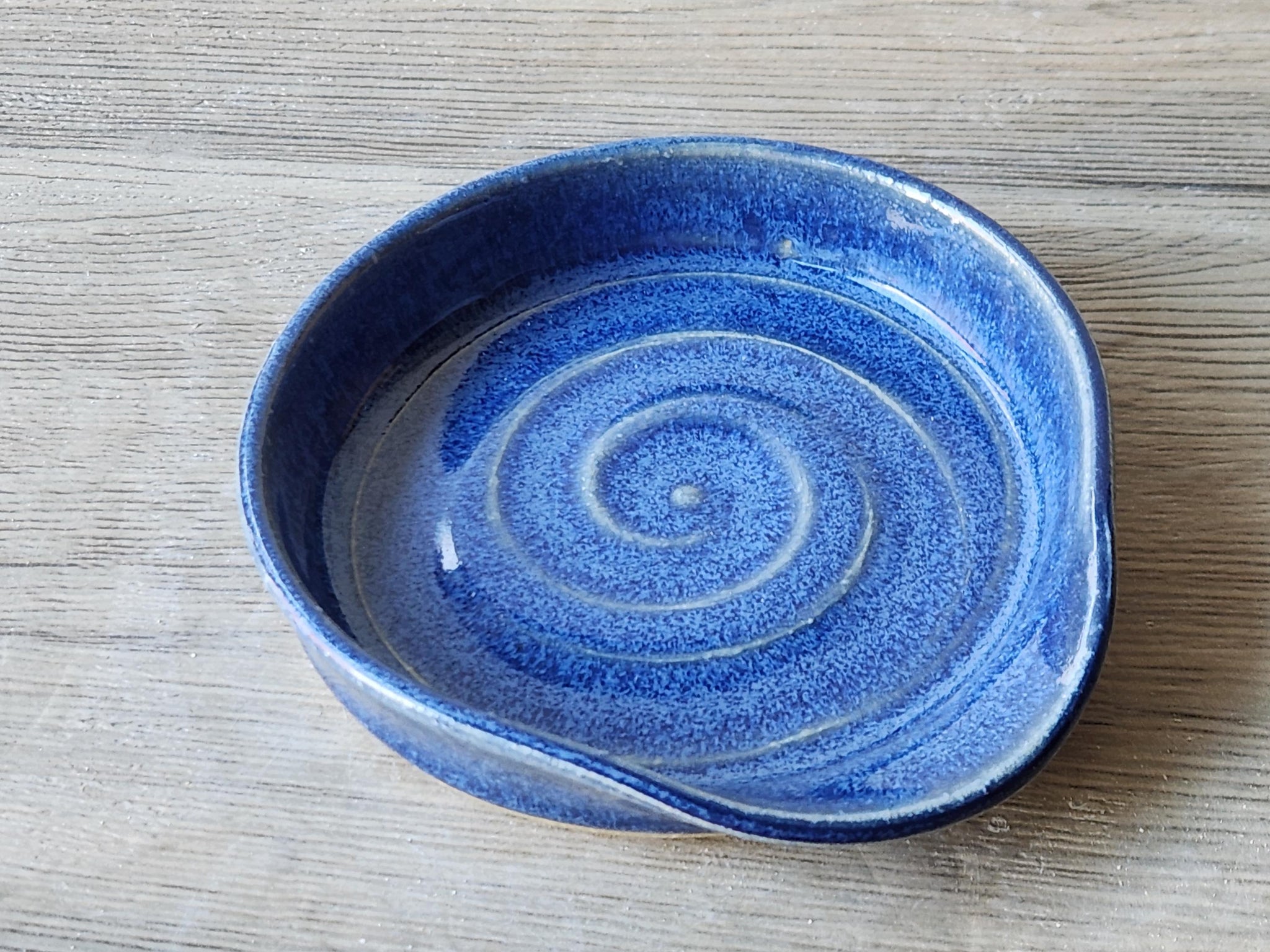 Hand-made potter Spoon rest -mid Blue ceramic spoon rest - kitchen gift - spoon rest for kitchen counter