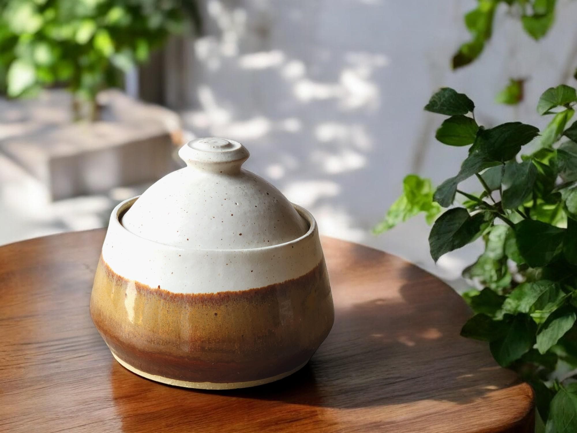 Hand made pottery sugar bowl - Ceramic lidded container - small condiment container - lidded bowl - Storage pot - Tea Jar